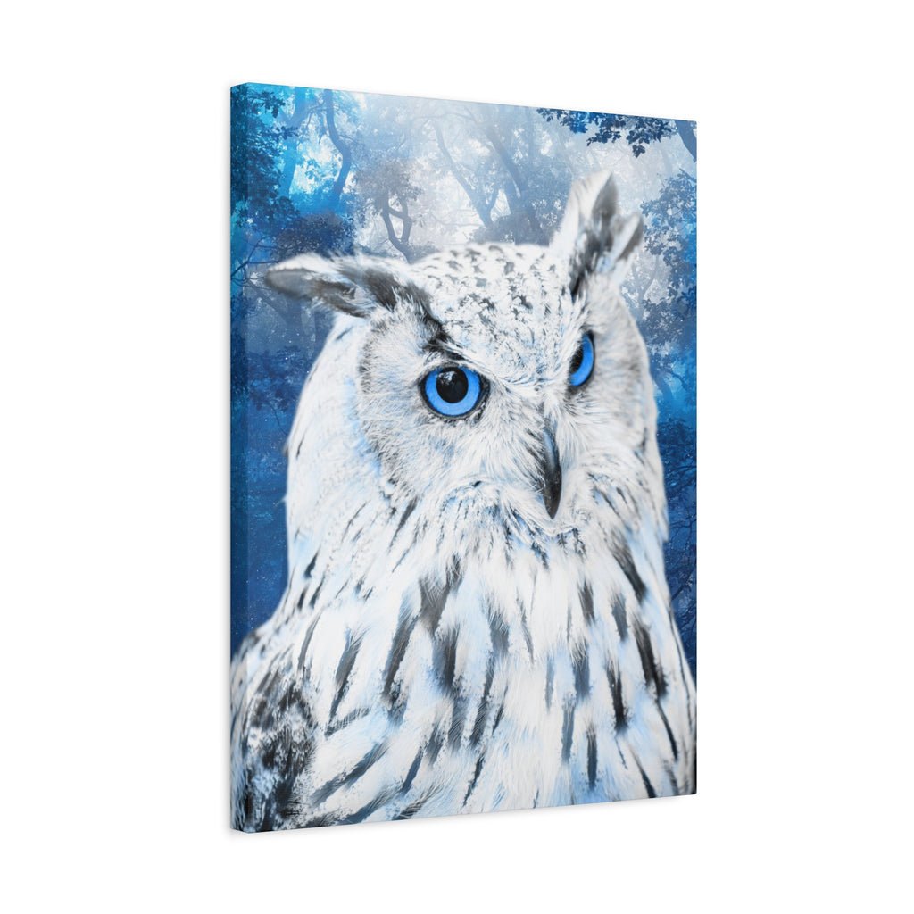 Frost Owl Canvas Wall Art - Winter Animal Fantasy Nature Decor