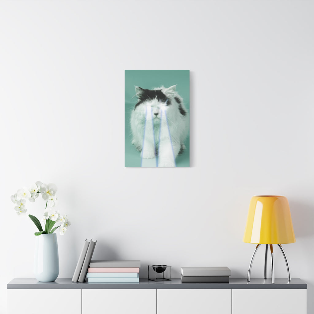 Laser Cat Canvas Wall Art - Funny Sci-Fi Space Feline Decor