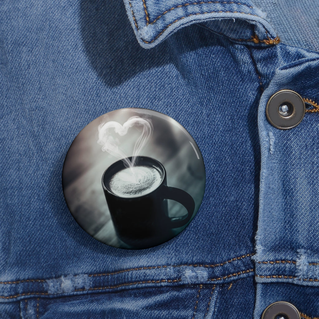 Coffee Love Latte Heart Pin - Cafe Art Button