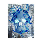 Blue Flame Skull Poster Print - Gothic Fire Skull Art