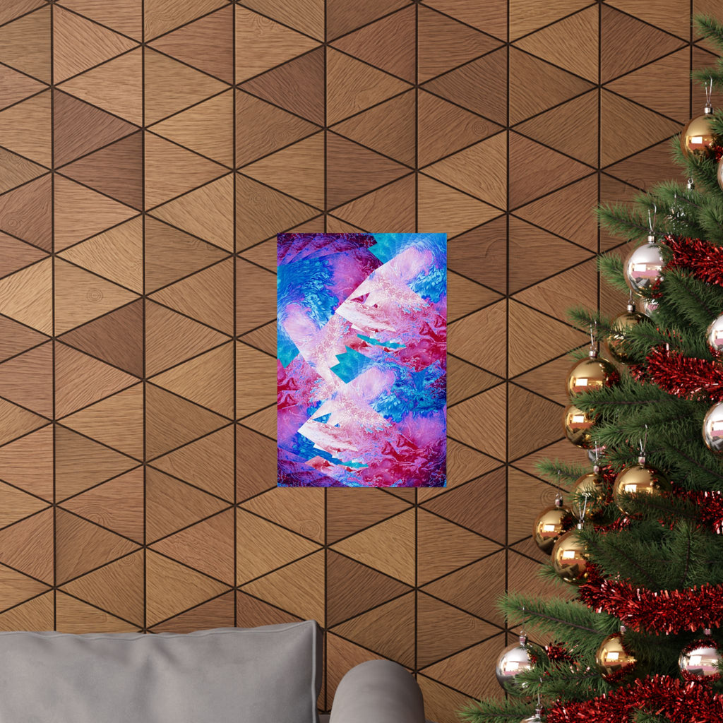 Trippy pink and blue Fractal Matte Poster Print