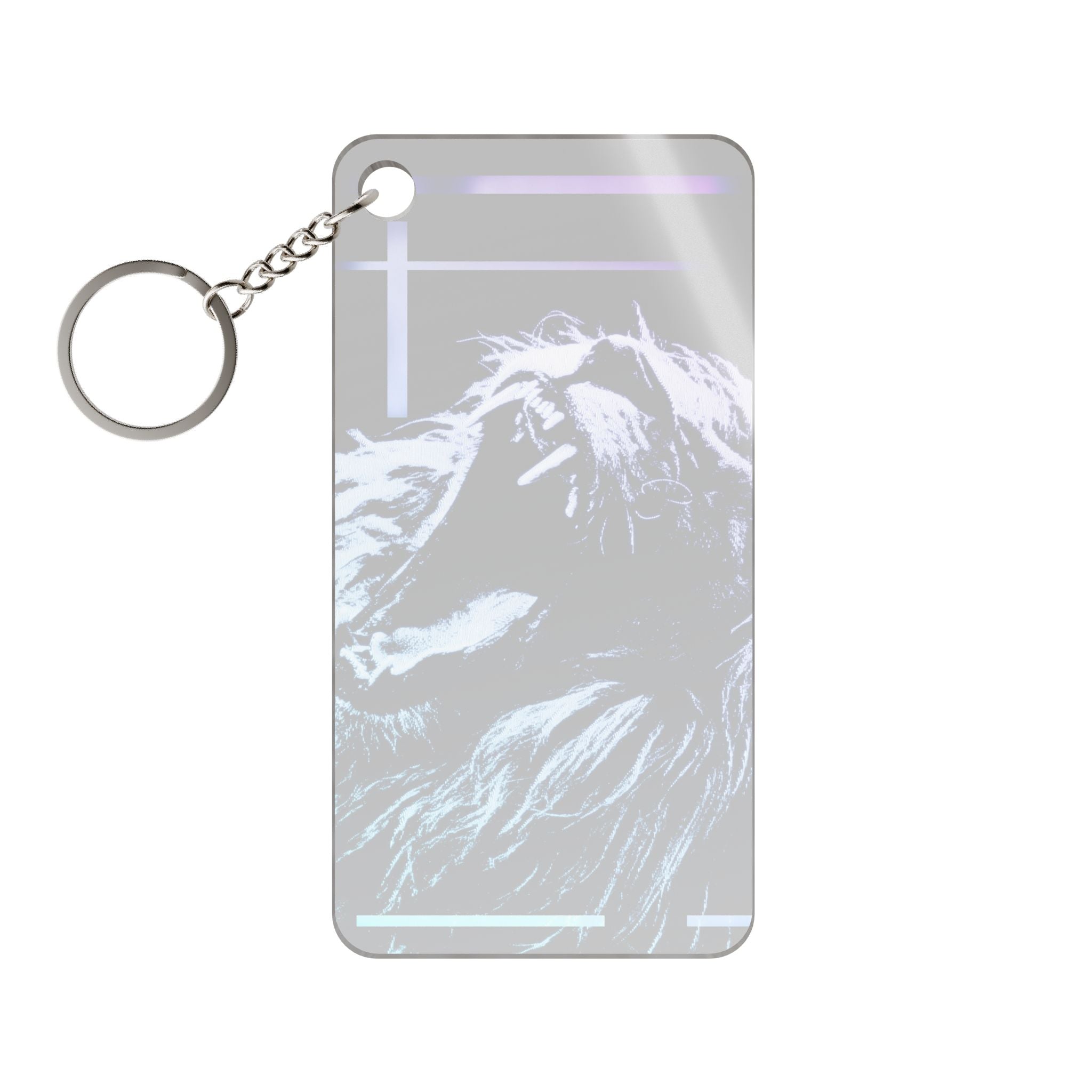 CRT Lion Retro Wave Keychain - Synthwave Acrylic Charm