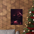 Red Mountain Lake Poster - Dramatic Landscape Art Print