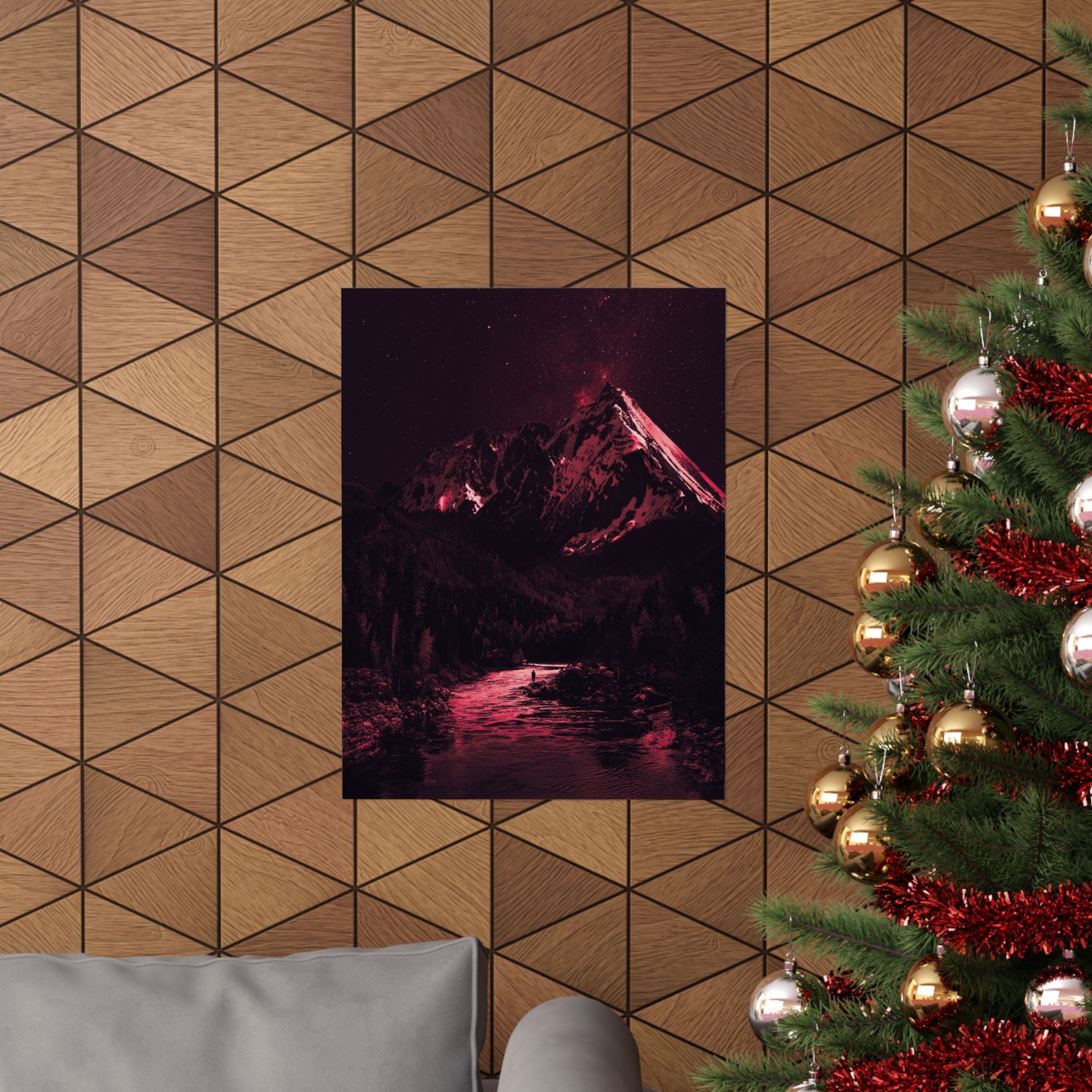 Red Mountain Lake Poster - Dramatic Landscape Art Print