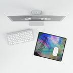 Solar Storm Desk Mat - Cosmic Flare Celestial Explosion Mouse Pad