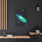 Vaporwave Green Blue Spiral Galaxy Canvas Art | Neon Retro Space Nebula Wall Decor