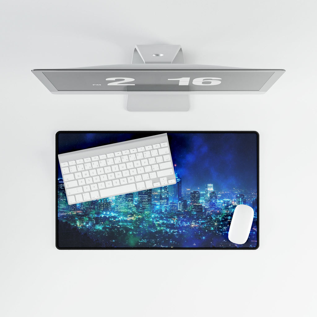Cosmic Frosted City Galactic Skyline Gaming Desk Mat