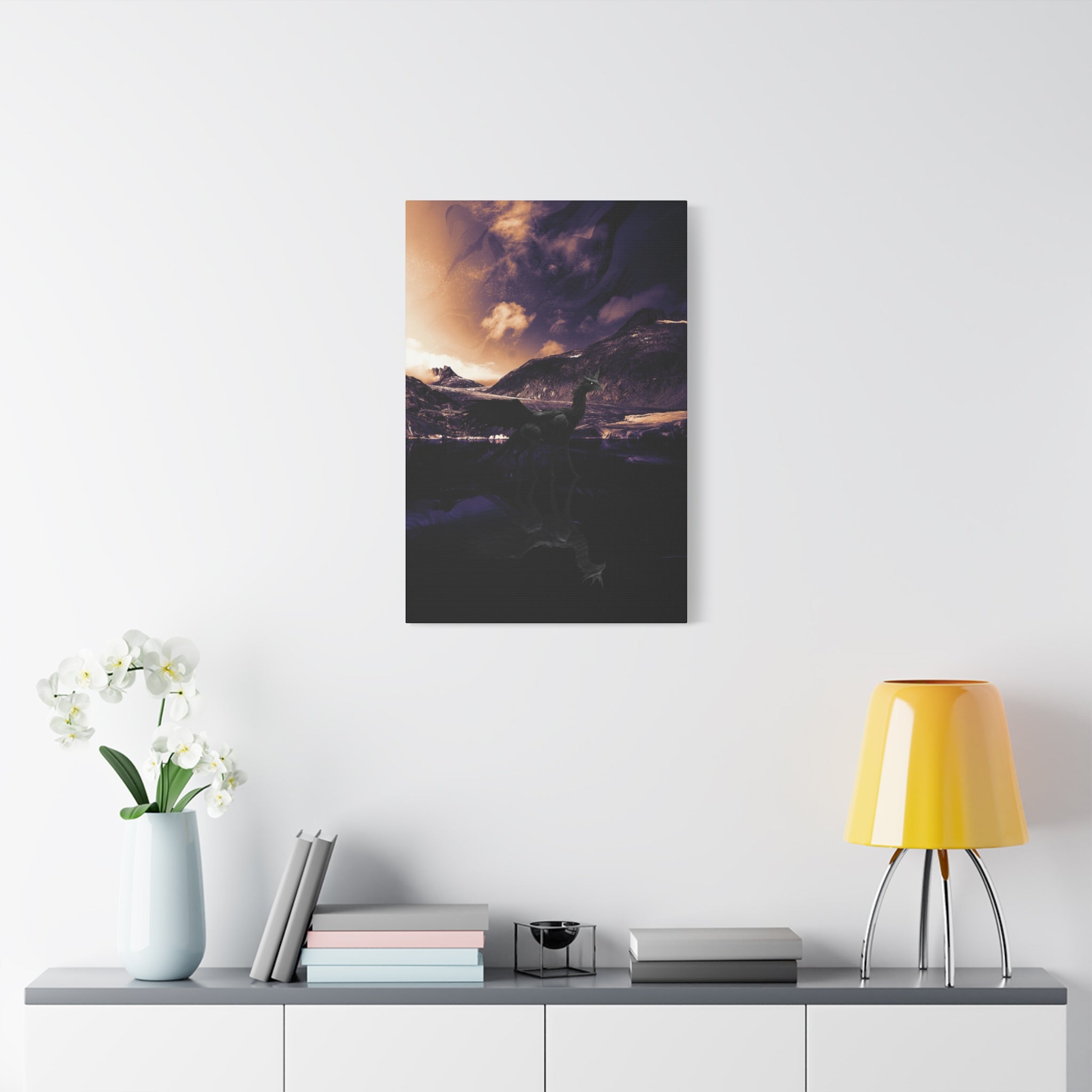 Baby Winged Dragon Canvas Wall Art - Fantasy Creature Decor