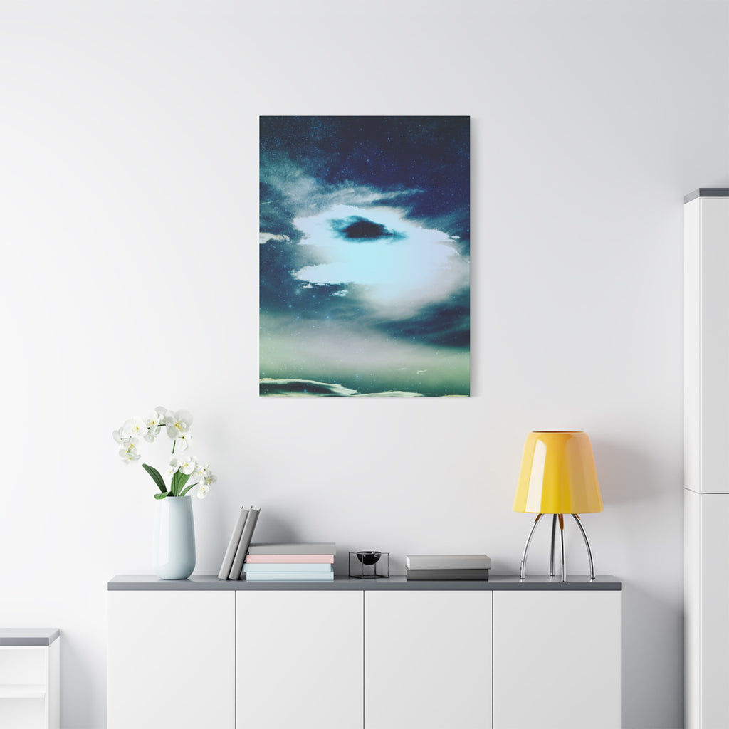 Sunset Space Mountains Canvas Art | Retro Vaporwave Galactic Landscape Wall Decor