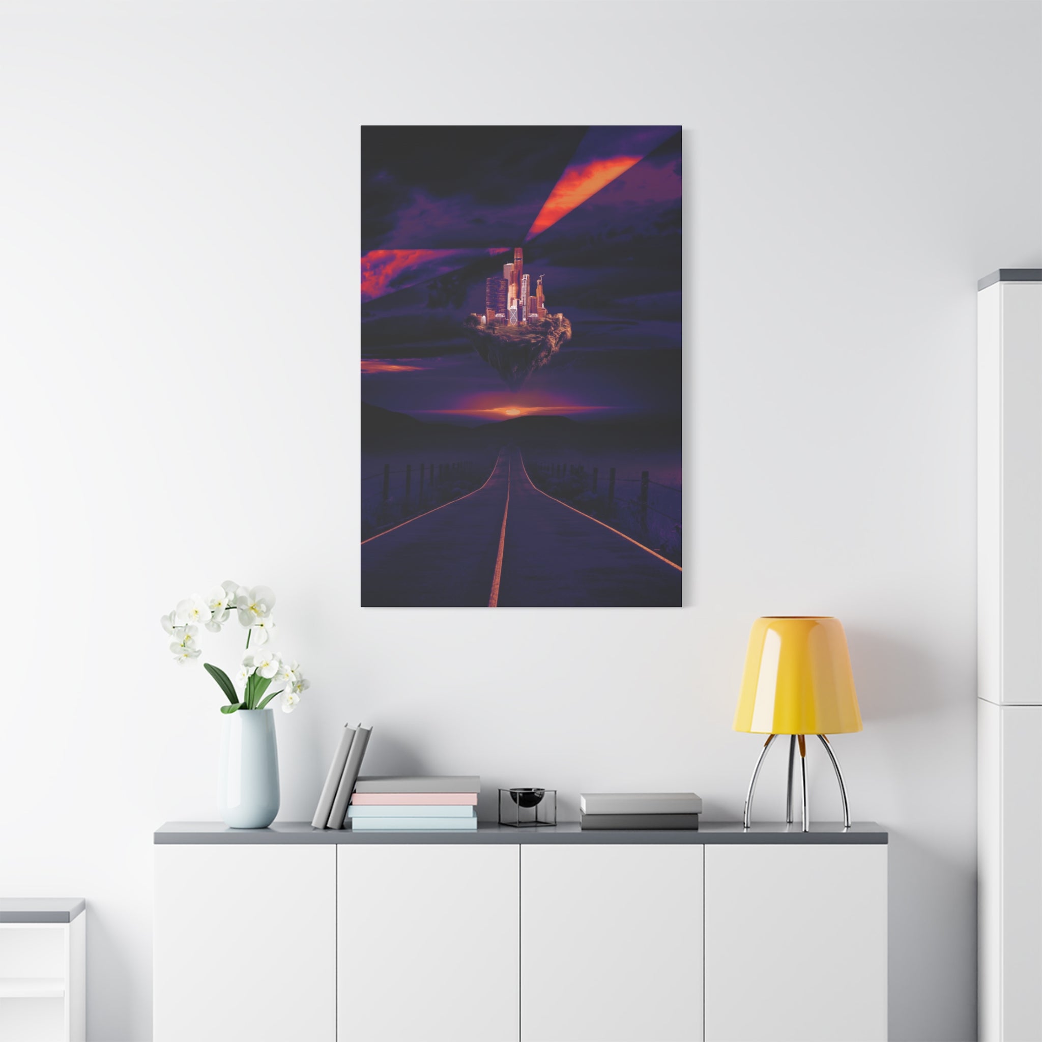 Abandoned City Canvas Wall Art - Sci-Fi Desert Ruins Decor