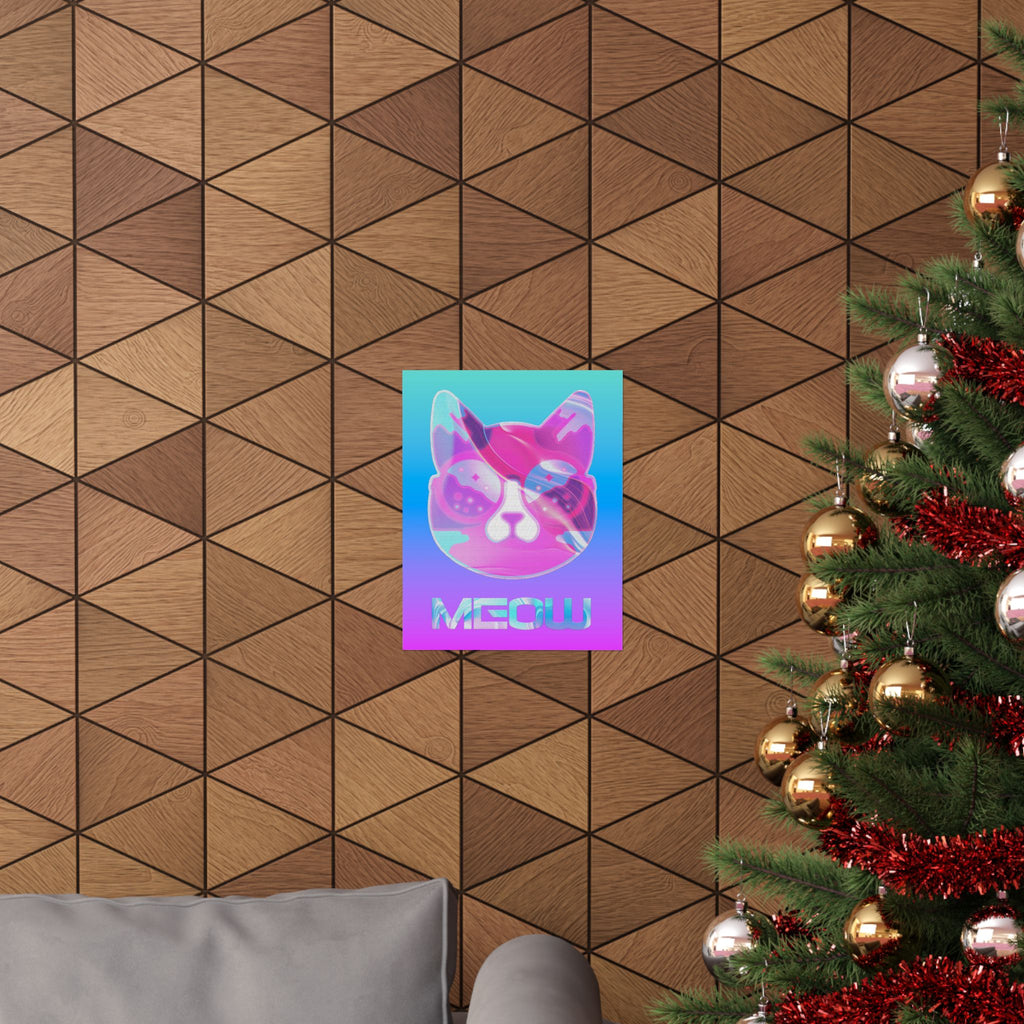 Lofi Cat Meow Poster - Retro Anime Aesthetic Art Print