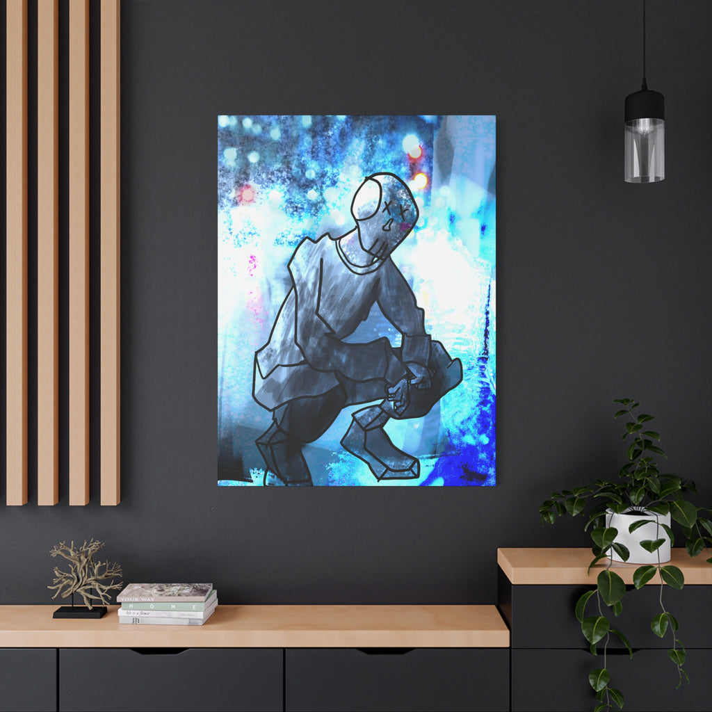 Robot Man Canvas Wall Art - Cyberpunk Android Dystopian Decor