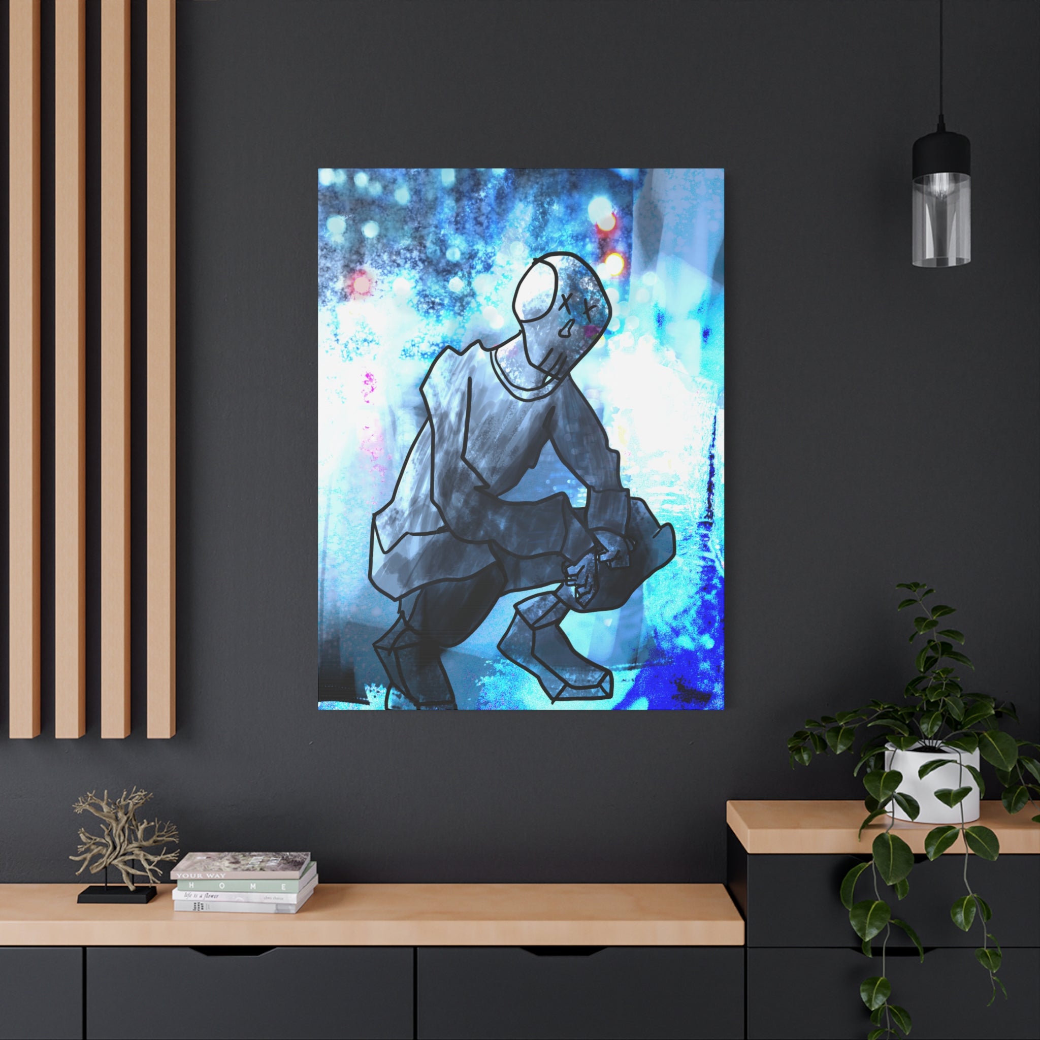 Robot Man Canvas Wall Art - Cyberpunk Android Dystopian Decor