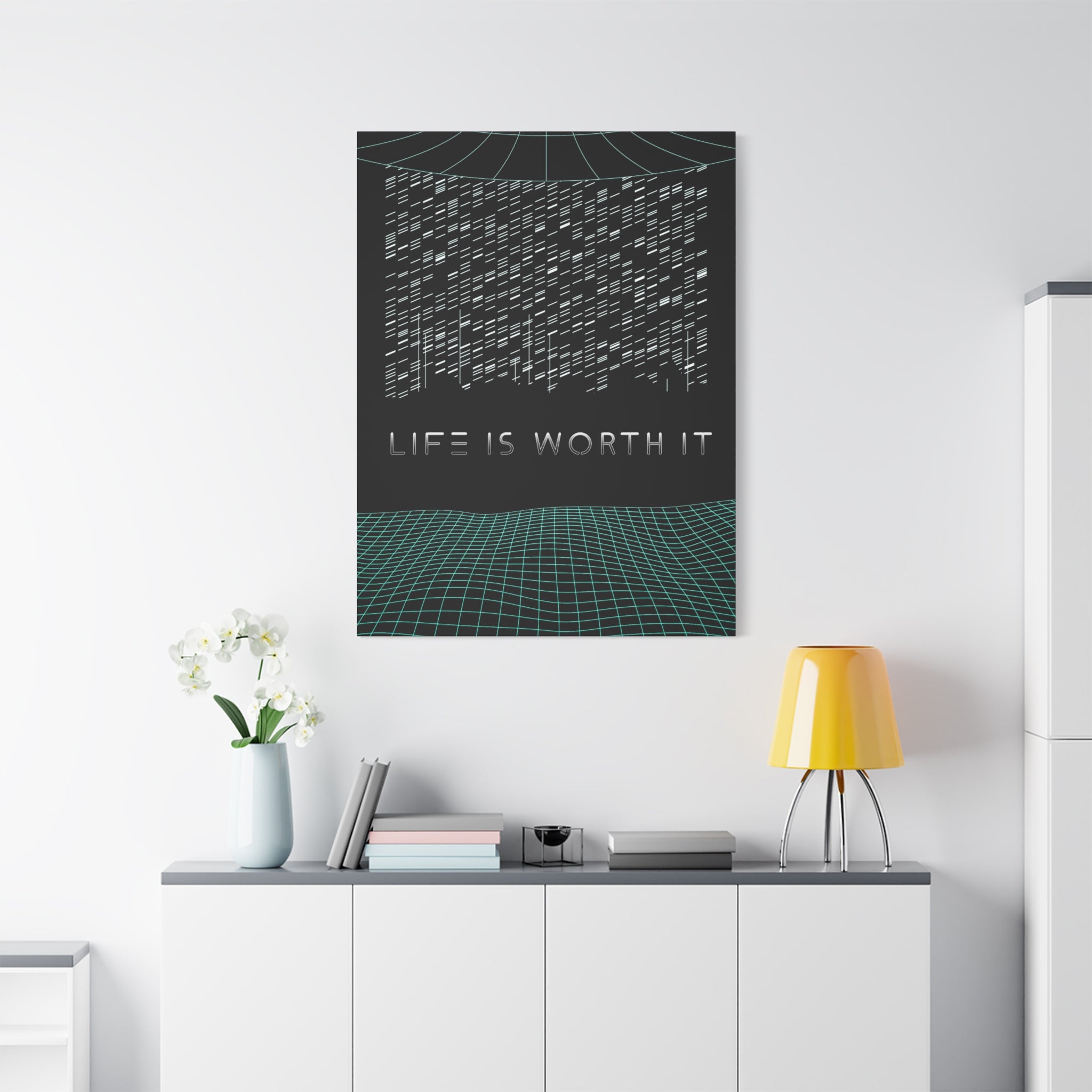 Life Is Worth It Canvas Wall Art - Abstract Symbolic Cyber Decor