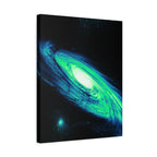 Vaporwave Green Blue Spiral Galaxy Canvas Art | Neon Retro Space Nebula Wall Decor