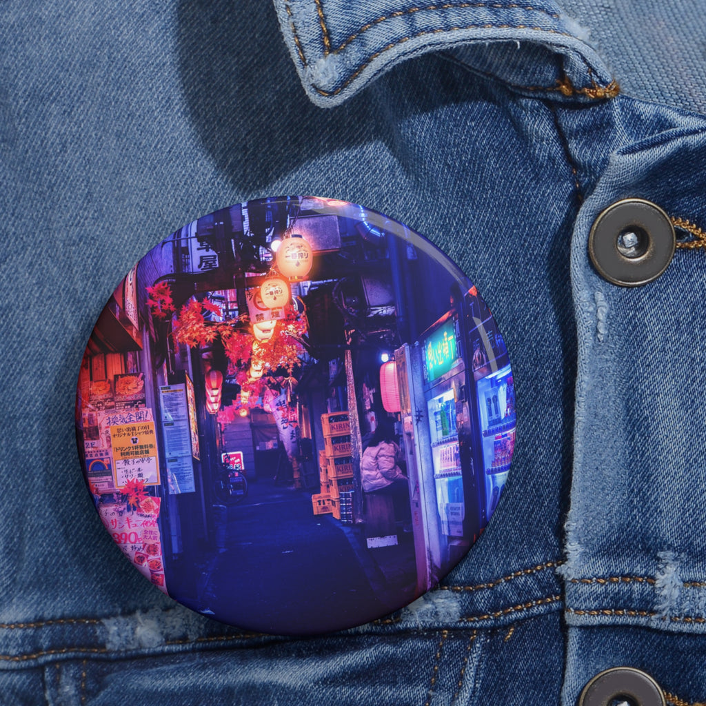 Japanese City Punk FX Pin - Neon Alley Art Button
