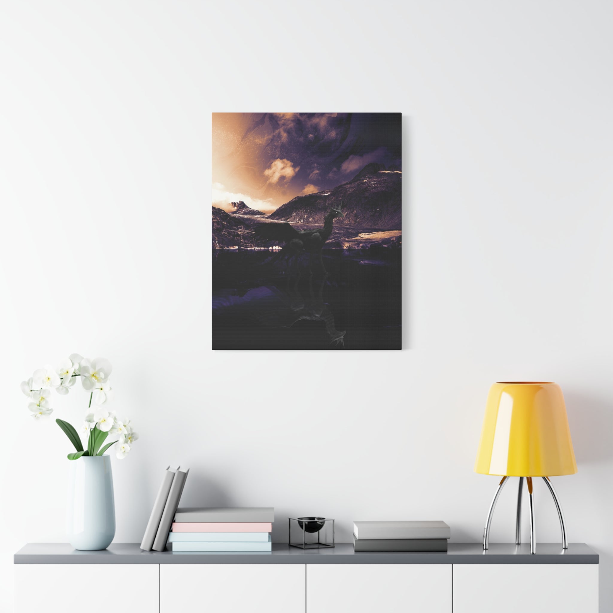 Baby Winged Dragon Canvas Wall Art - Fantasy Creature Decor