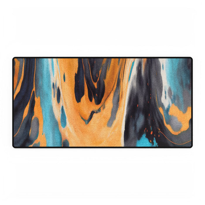 Ice And Fire Desk Mat - Swirling Mix Orange Blue Mouse Pad