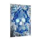 Blue Flame Skull Gothic Canvas Art - Edgy Fire Skeleton Decor