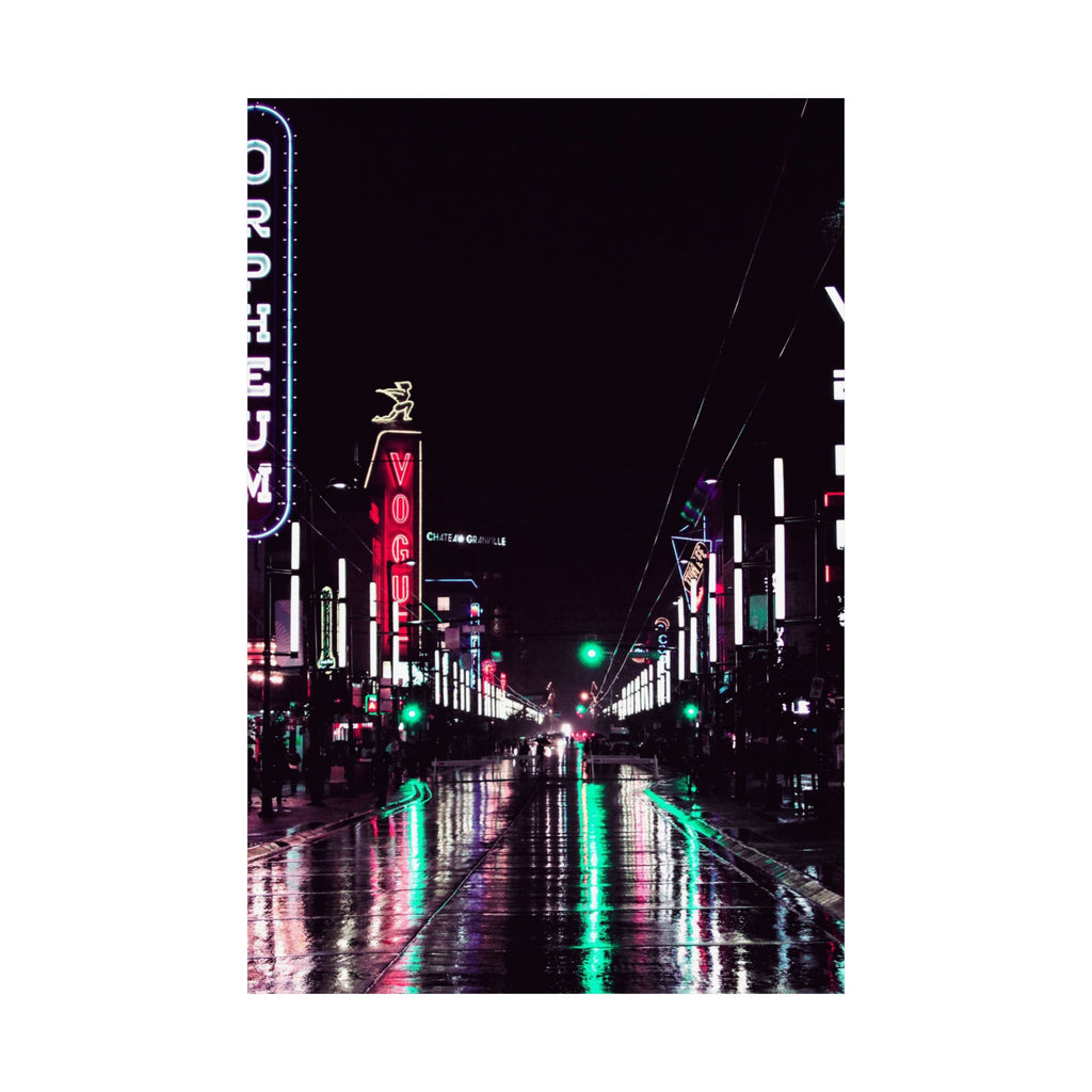Cyberpunk Slick Street Poster - Neon Alley Art Print