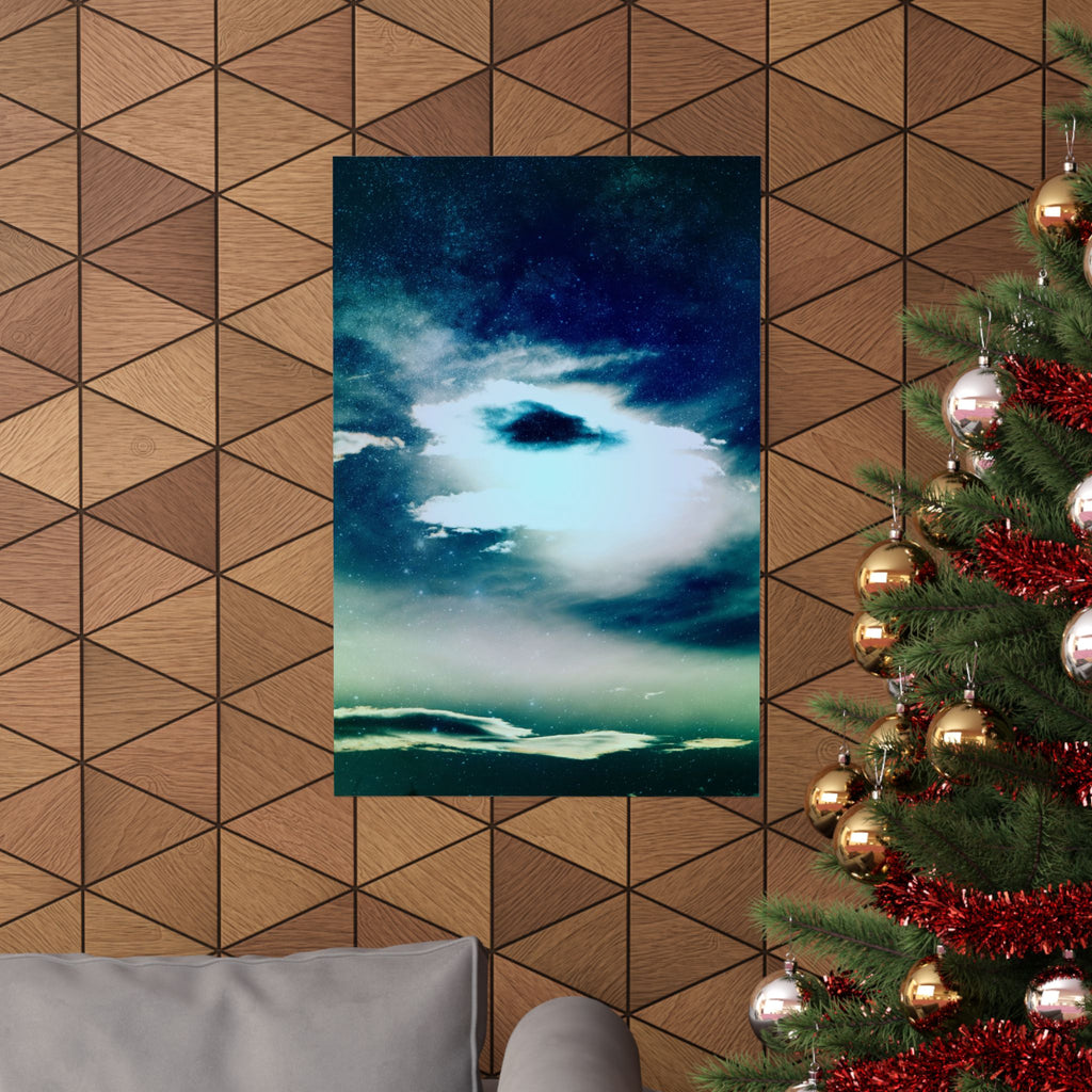 Sunset Space Mountains Matte Poster Print
