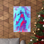 Retro Ice Cave Poster - Cool-Toned Glitch Aesthetic Art Print
