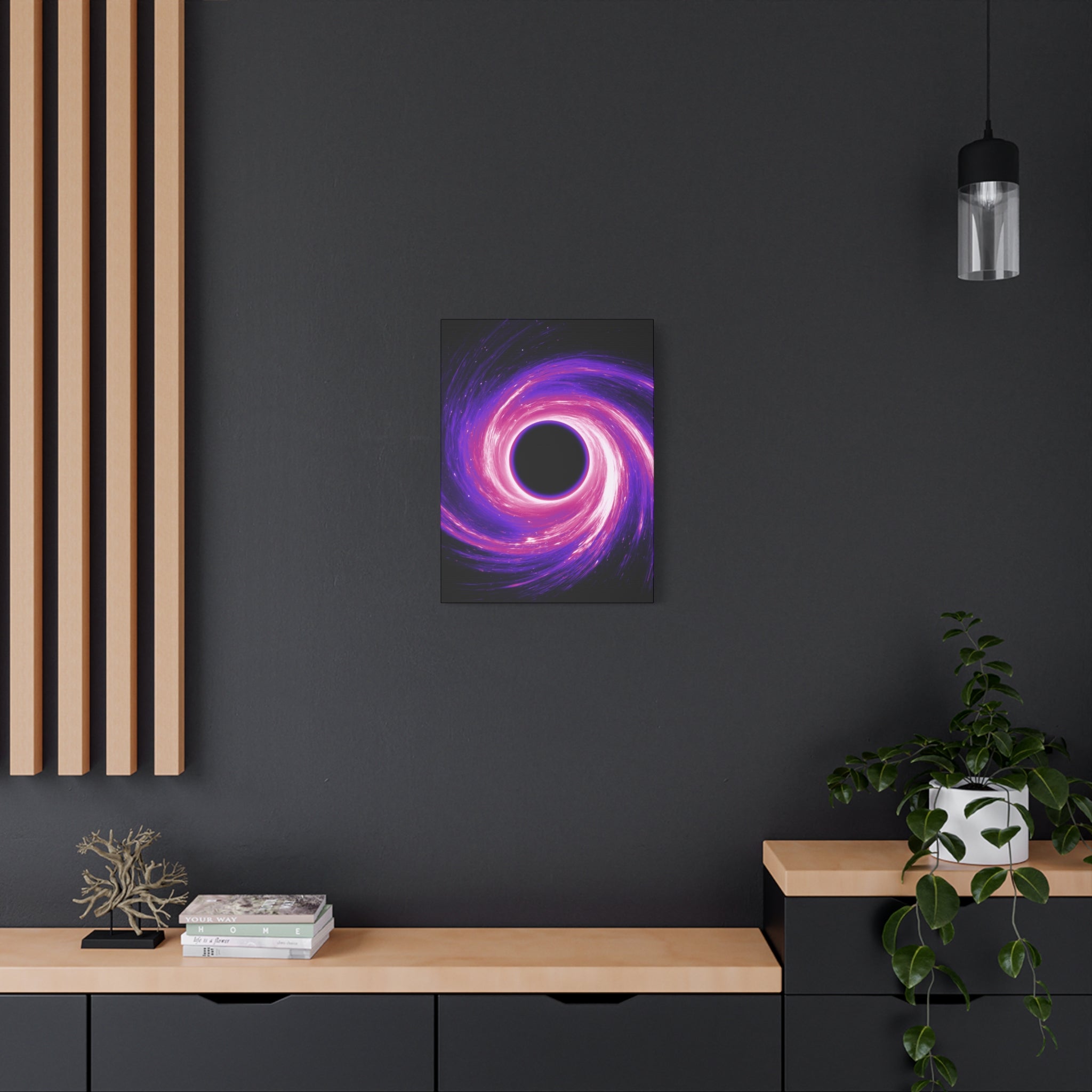 Neon Wave Horizon Canvas Wall Art - Retro 80s Cyberpunk Sunset