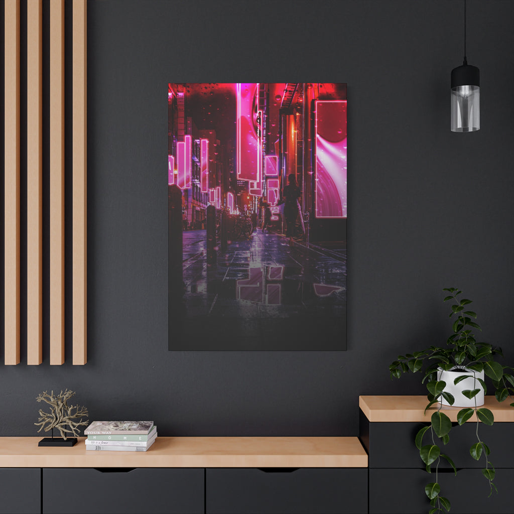 Japanese City Punk FX.3 Canvas Wall Art - Cyberpunk Tokyo Street Decor