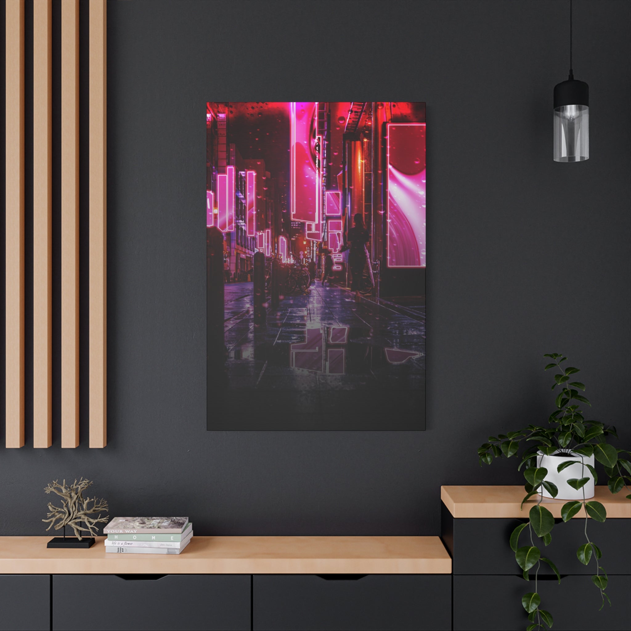 Japanese City Punk FX.3 Canvas Wall Art - Cyberpunk Tokyo Street Decor