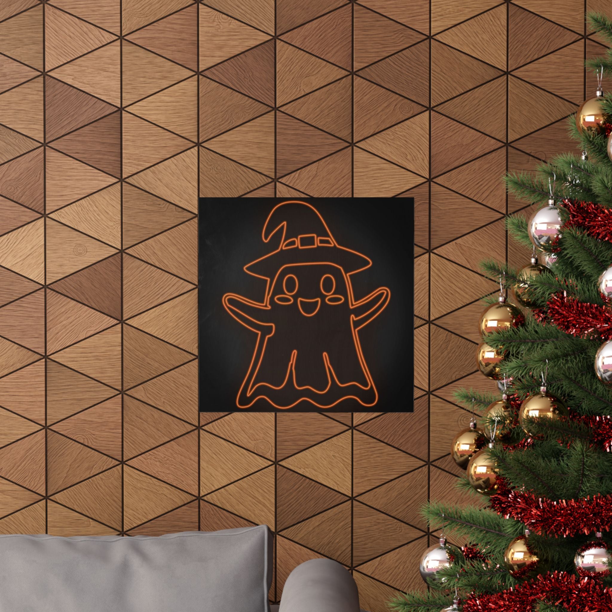 Cute Ghost Halloween Poster Print - Friendly Spooky Art