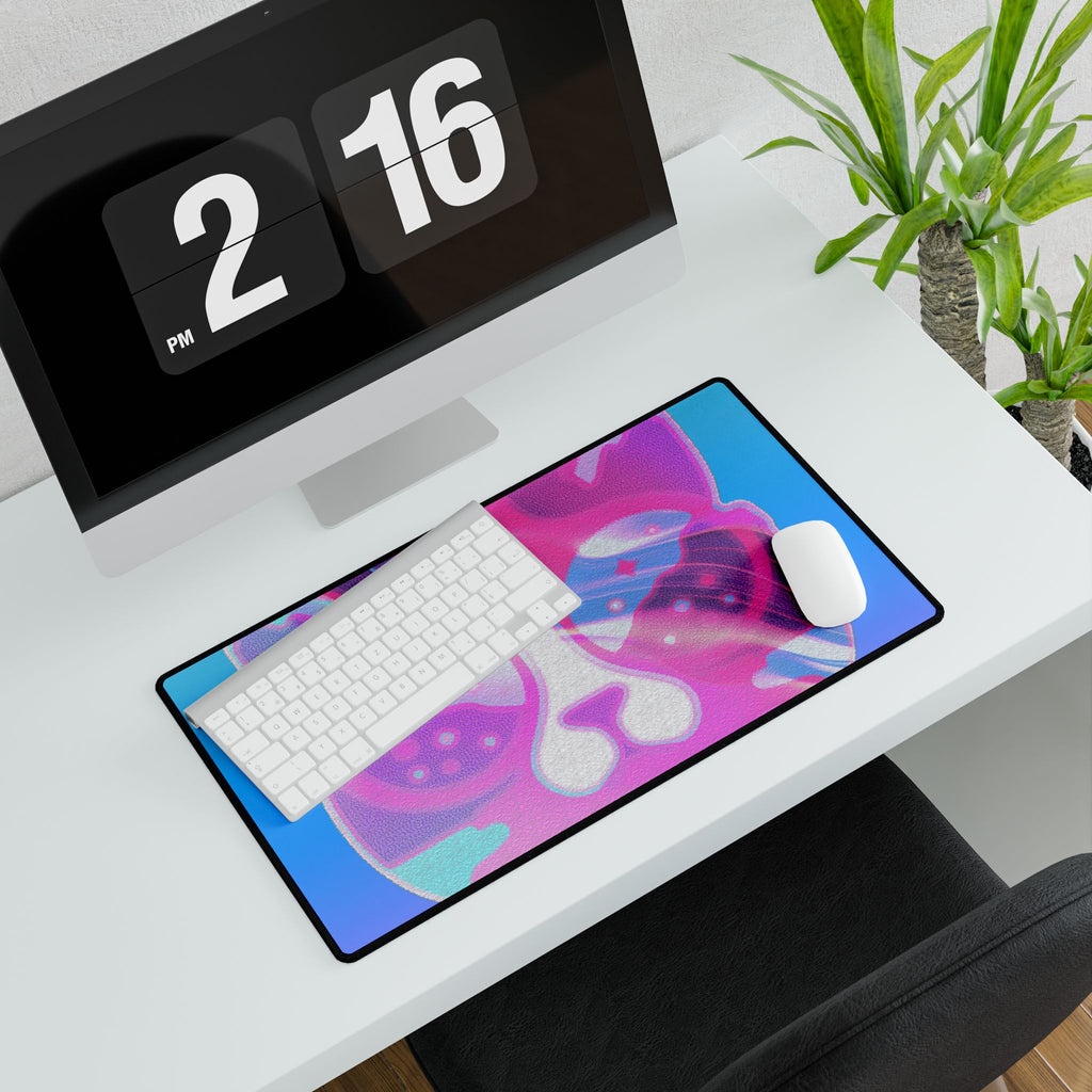 Lofi Cat Meow Desk Mat - Retro Anime Aesthetic Mouse Pad