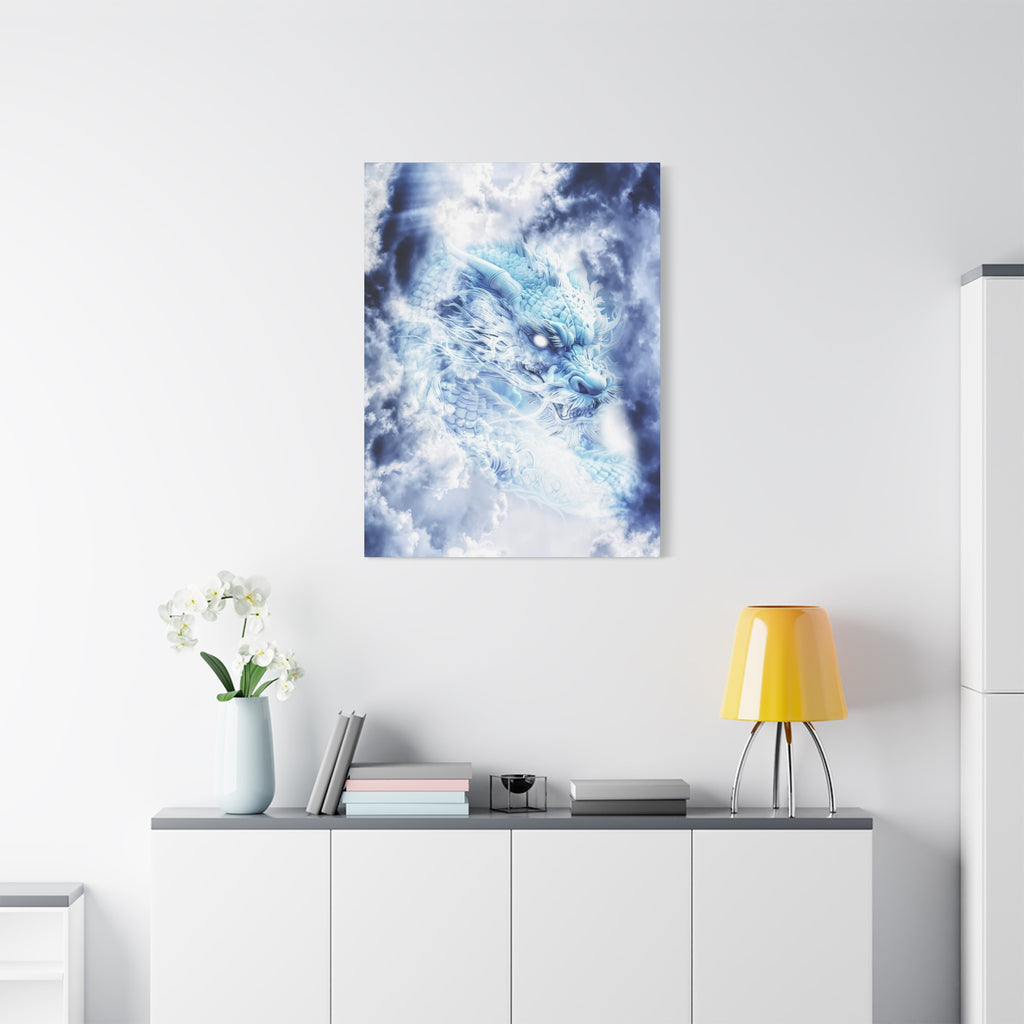 Blue Sky Dragon Canvas Wall Art - Celestial Fantasy Decor