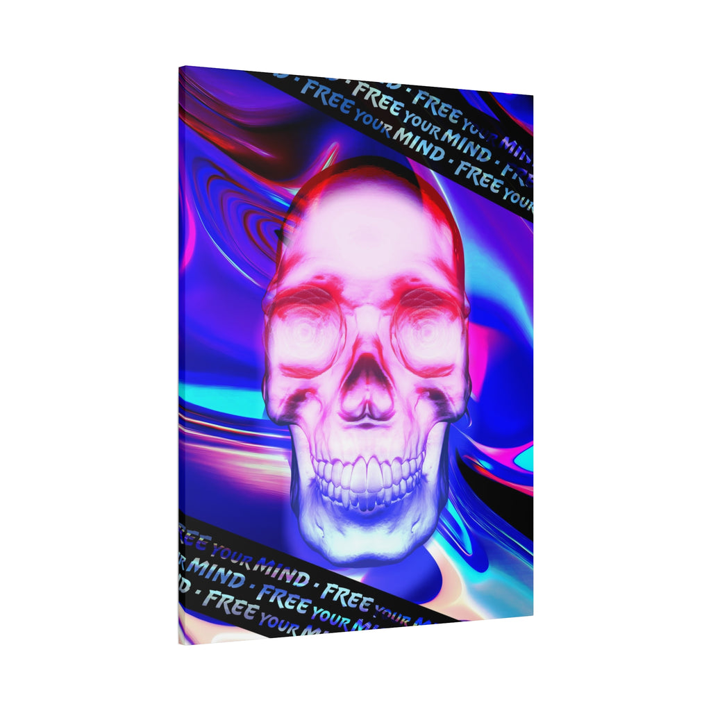 Free Your Mind Canvas Wall Art - Psychedelic Skull Portrait Decor