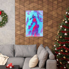 Retro Ice Cave Poster - Cool-Toned Glitch Aesthetic Art Print