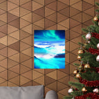 Starry Mountain Sky Poster - Aurora Borealis Art Print