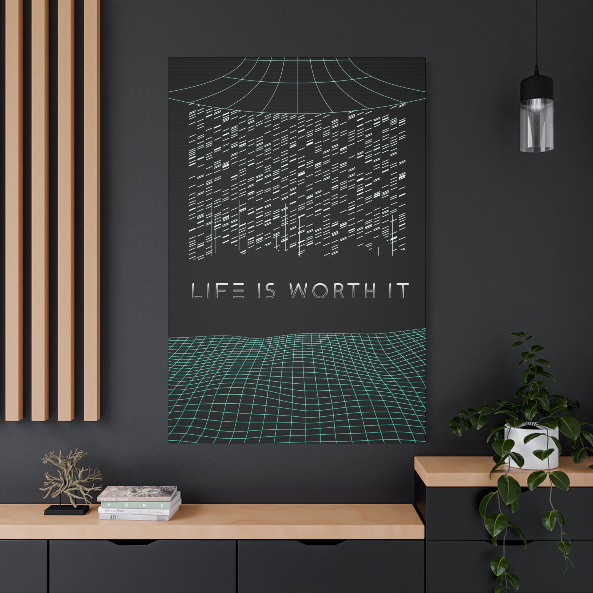 Life Is Worth It Canvas Wall Art - Abstract Symbolic Cyber Decor