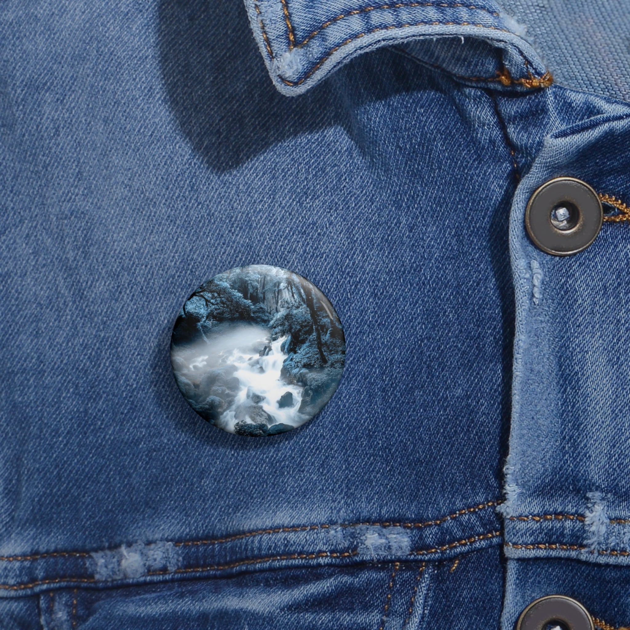Frozen Forest Pin - Winter Landscape Art Button