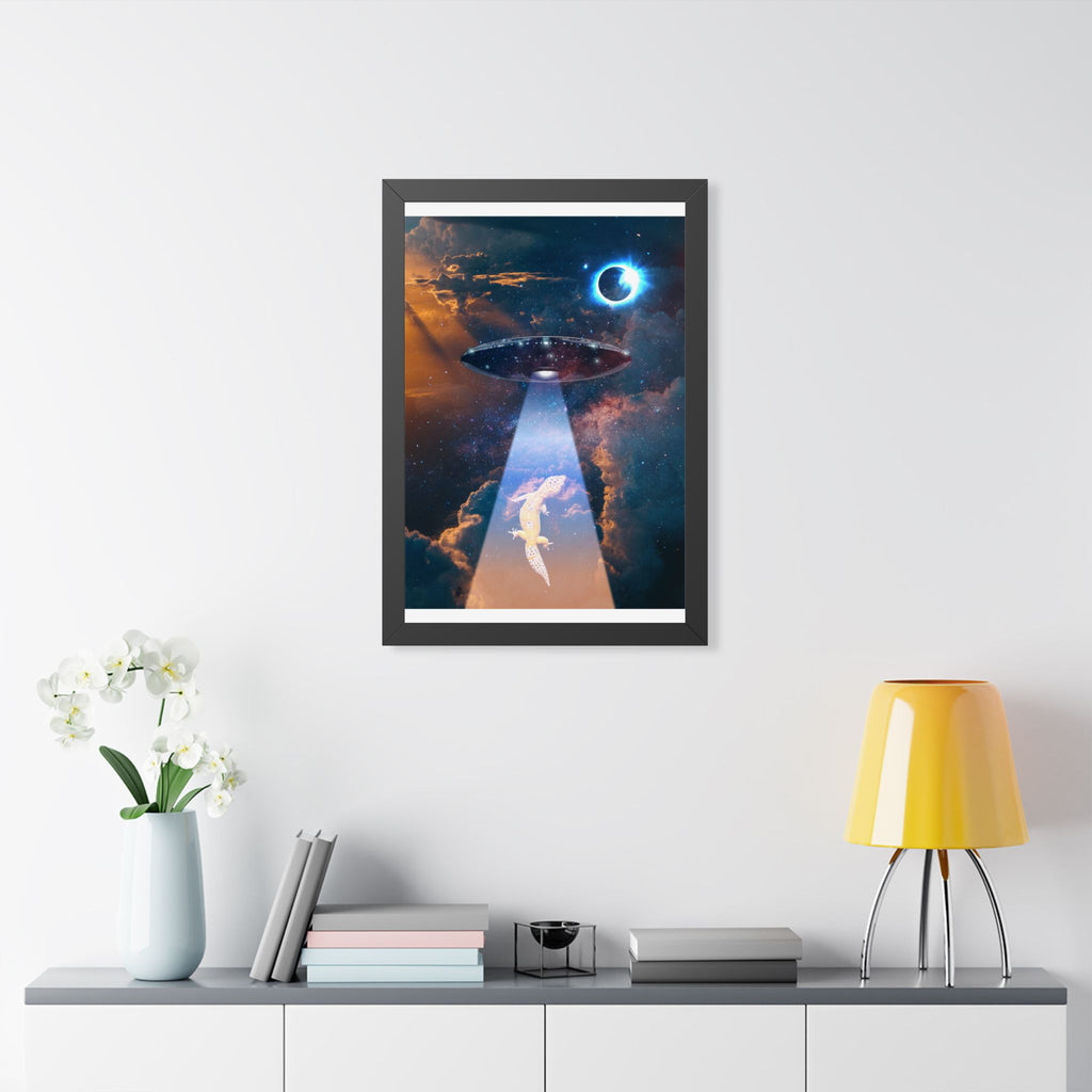 Space Lizards Framed Poster - Lizard Ufo Wall Art