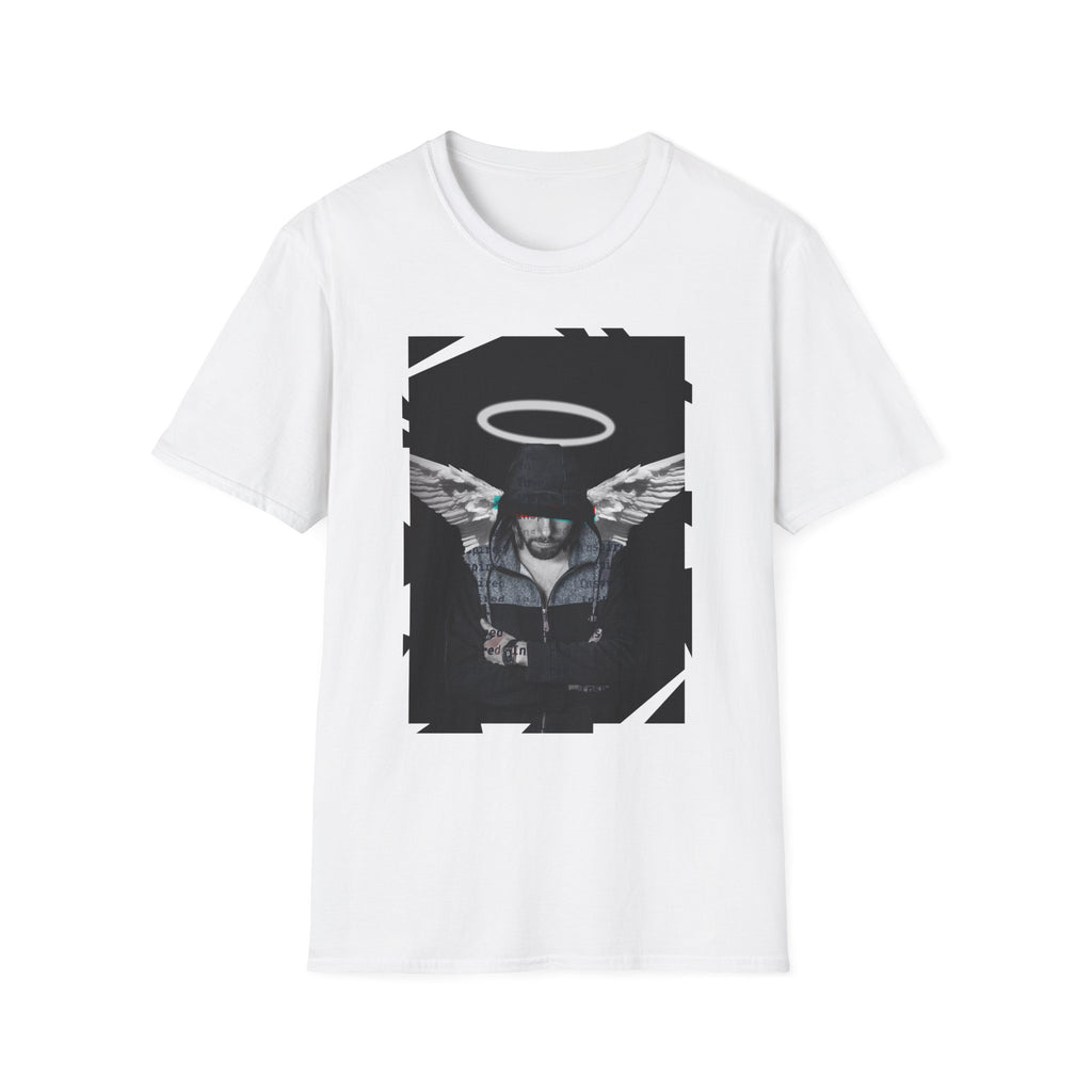 Modern Angel Graphic Tee - Black & White Geometric Wings Shirt