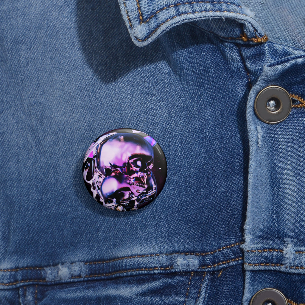 Melted Skeleton Skulls Pin - Cosmic Skull Art Button