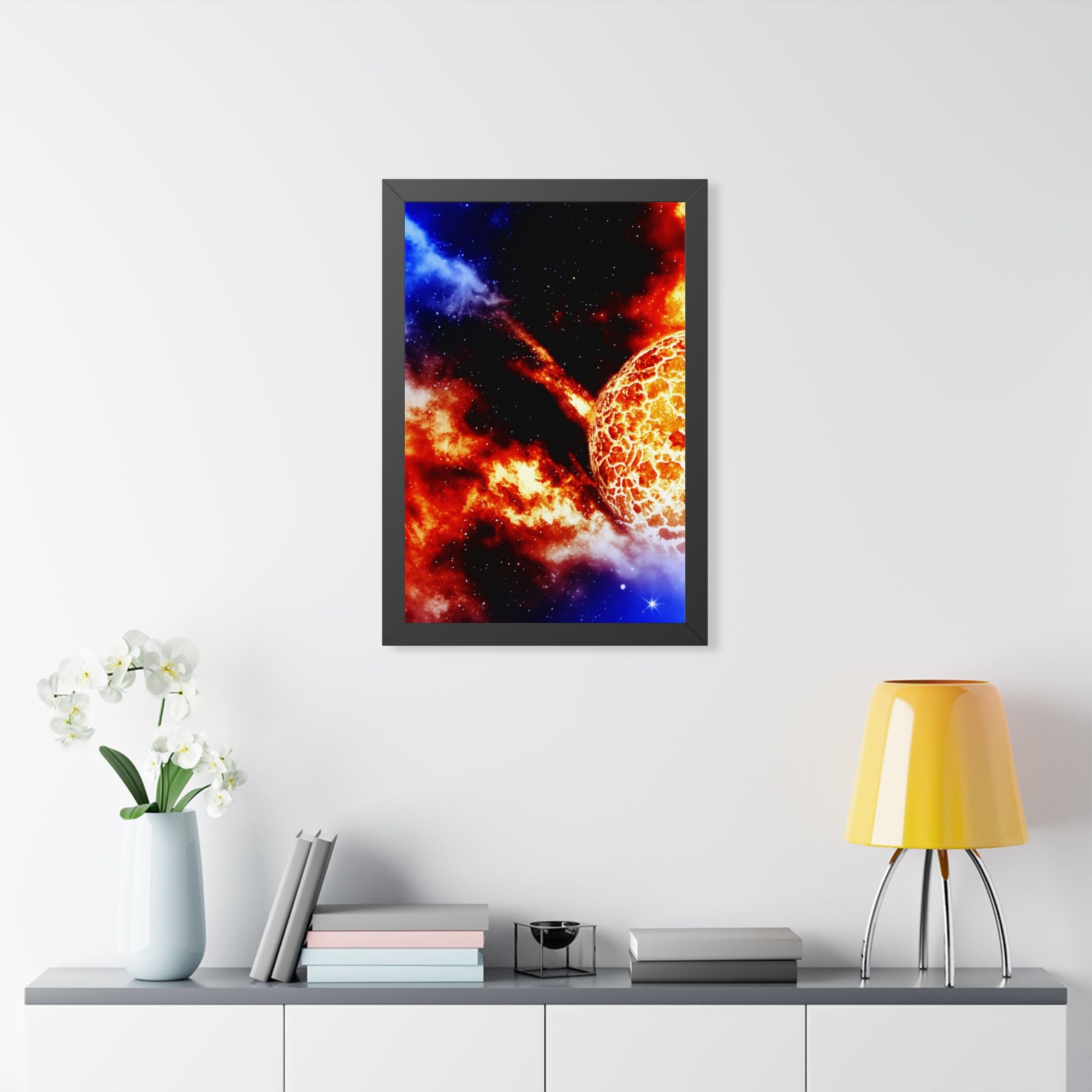 Solar Blast Framed Poster - Cosmic Nebula Space Wall Art