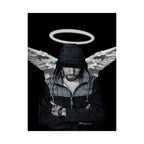 Modern Angel Poster - Black & White Geometric Wings Art Print