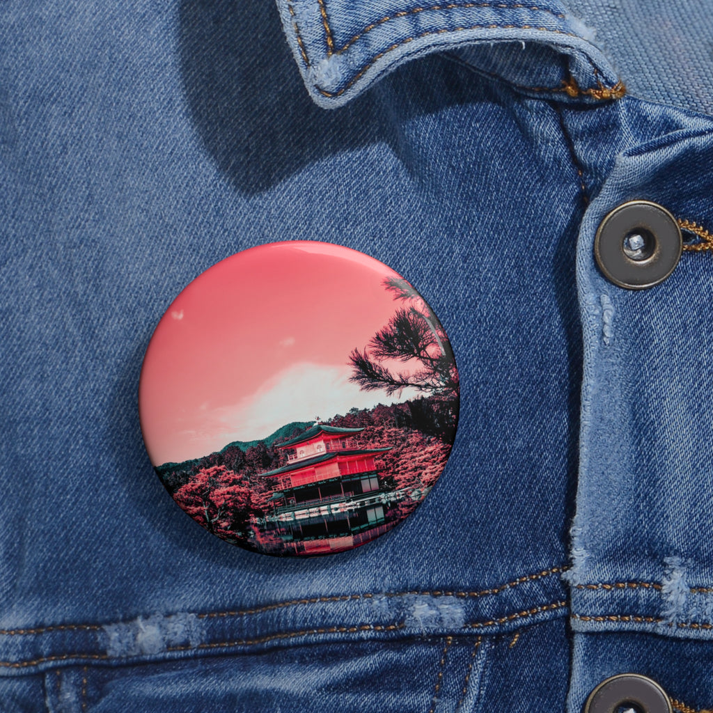 Red Forest Pin - Abstract Landscape Art Button