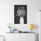 Lion in a Suit Canvas Wall Art - Modern Quirky Animal Portrait