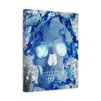 Blue Flame Skull Canvas Wall Art - Gothic Dark Fantasy Decor