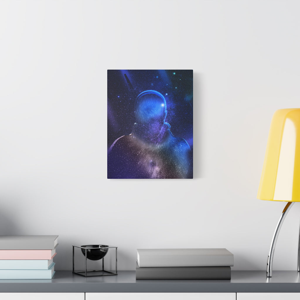 Figure in Space Canvas Wall Art - Cosmic Silhouette Decor