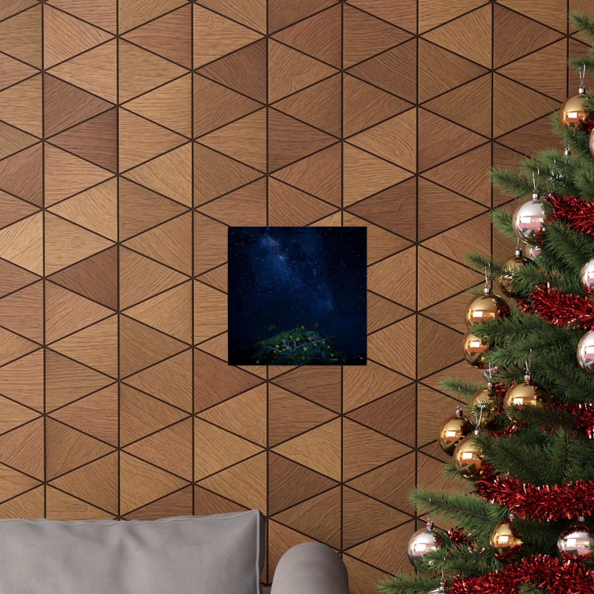 The Great Fairy Tree - Stunning Matte Vertical Poster for Home Decor - Night Sky Art Featuring Fireflies & Stars