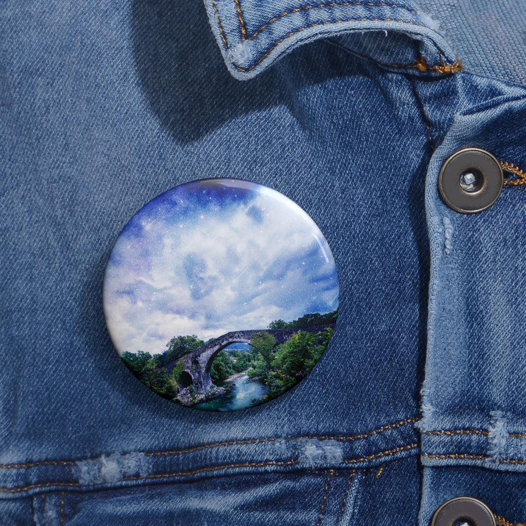 Enchanted Forest Pin - Fantasy Landscape Art Button