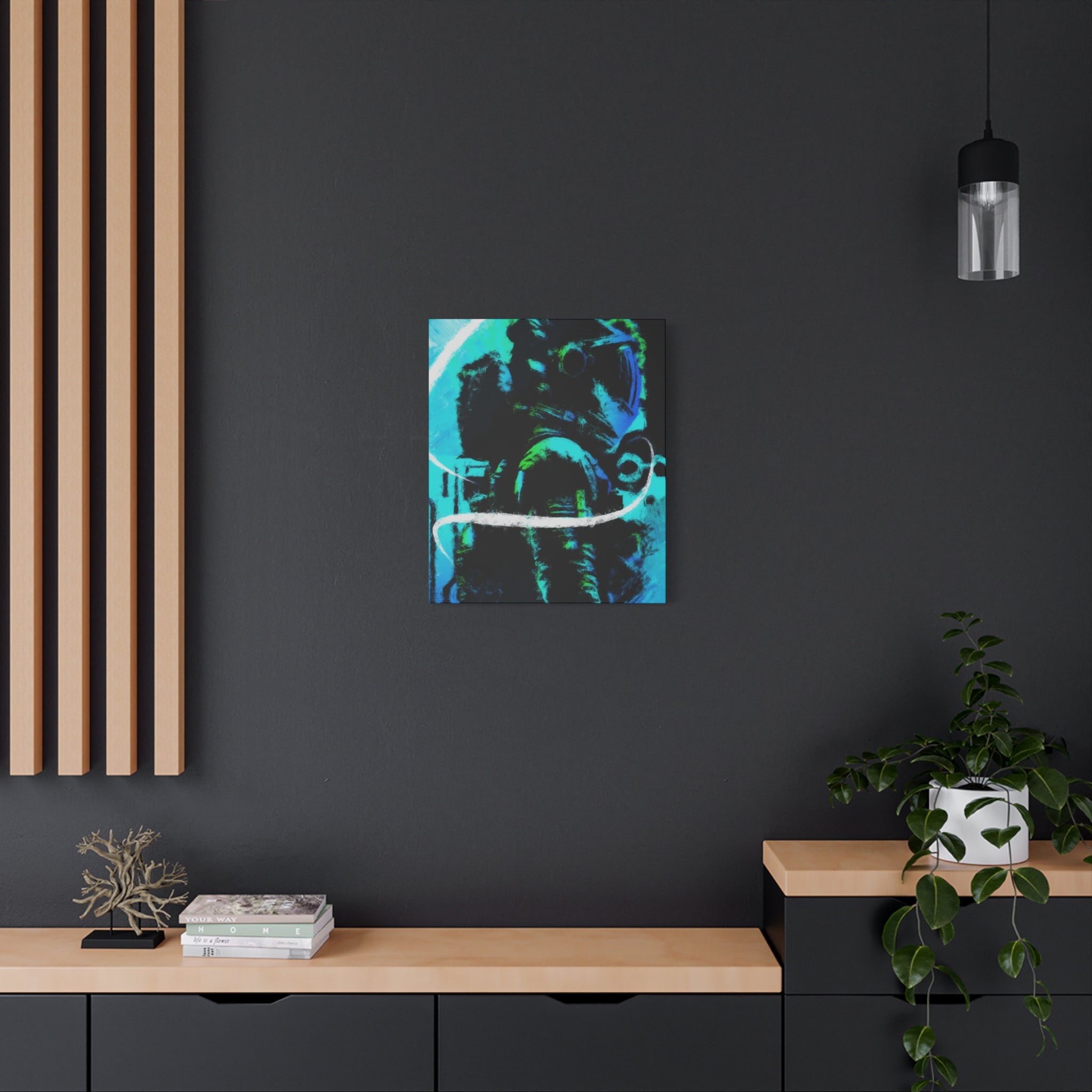 Grunge Space Man Canvas Art - Urban Graffiti Astronaut Decor
