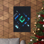 Abstract Techno Blue Poster - Cyberpunk Digital Art Print